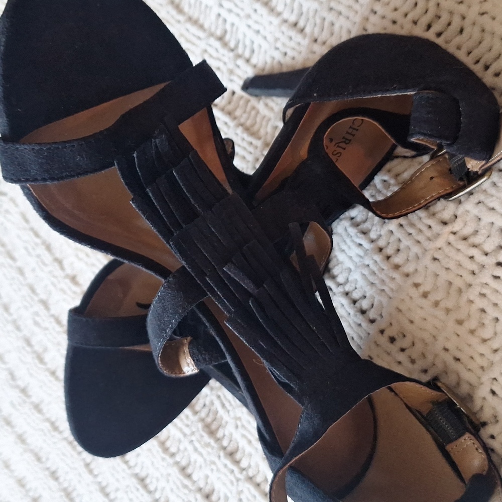Christian Siriano Black Fringe Heels Size 7.5 NWOT - Picture 2 of 11